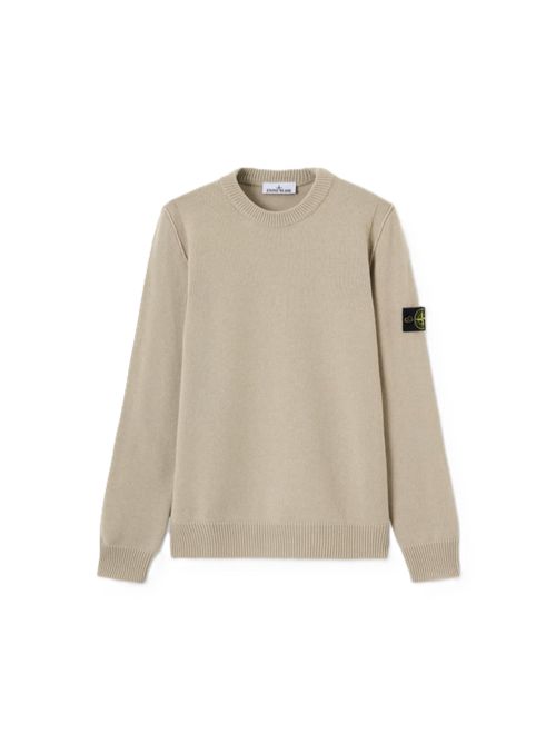 Maglione girocollo vestibilità regular con finiture a costine Stone Island | L2S15 5100072 S00A3V0095 SAND